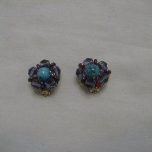 VINTAGE MARVELLA GLASS CLIPONS 1"D
